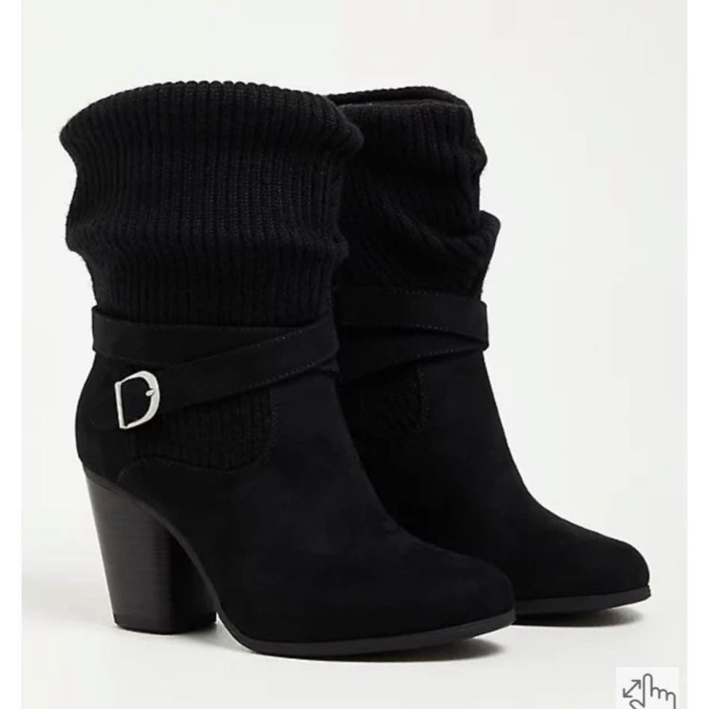 Torrid Black Faux Suede Sweater Boots